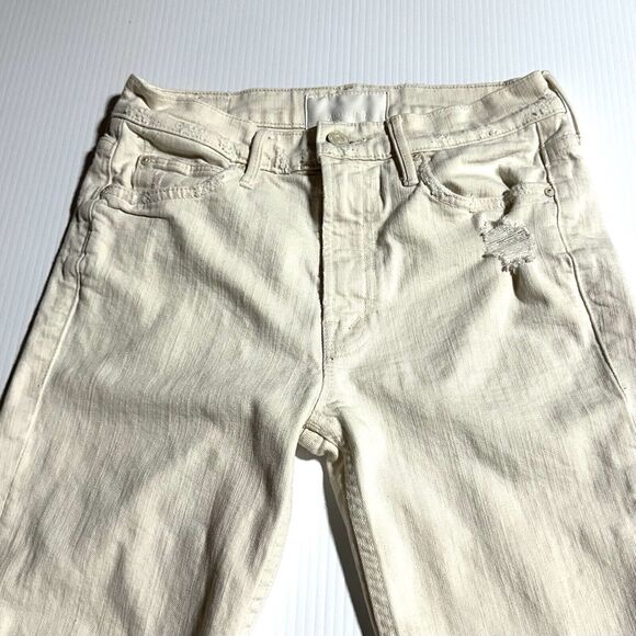 Mother Superior Jeans The Flirt Chew Unnatural Acts Cream Distressed Size 26 - Picture 3 of 12